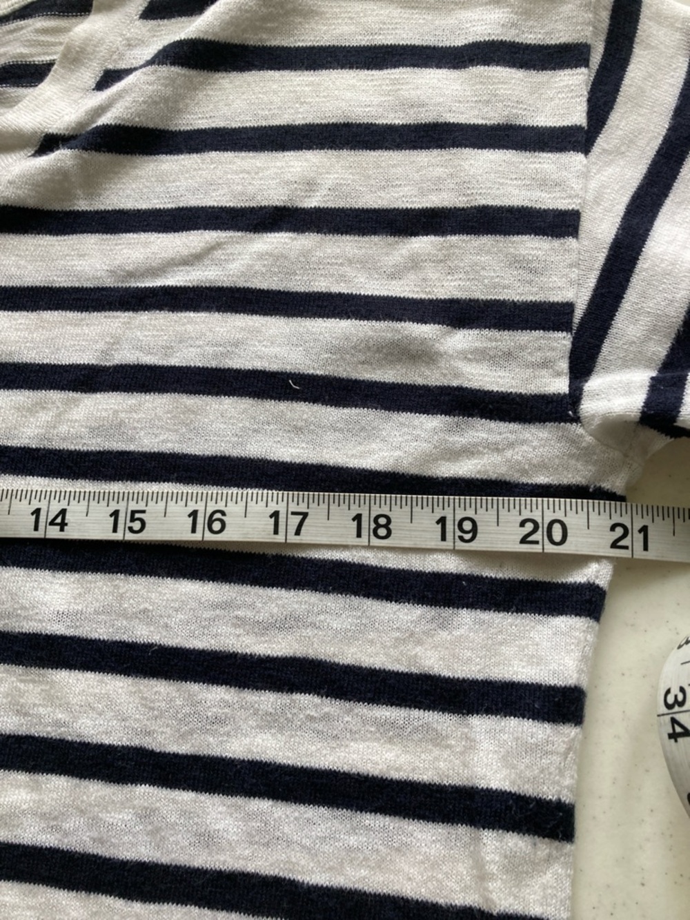 Talbots Navy and White Striped V-Neck with Red Tassels - Picture 5 of 6